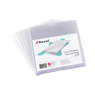 Image of Rexel Nyrex Card Holder Polypropylene 152x102mm Top Opening Clear (Pack 25) 12030
