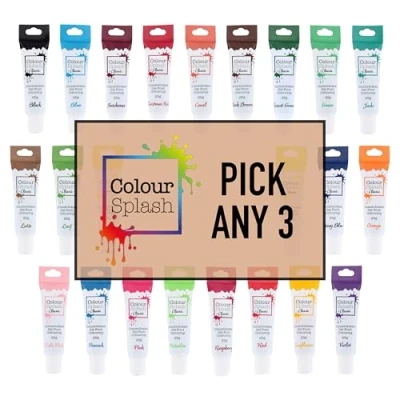 Image of Colour Splash Food Colouring Gel by Culpitt Choose Any 3 Vibrant Shades (3 x 25g) High Strength Gels for Baking and Decorating