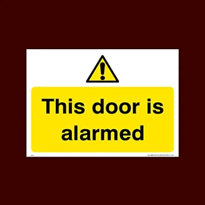 Image of This door is alarmed Sticker/Self Adhesive Sign (S54) CCTV, Security, Warning, Alarmed, Surveillance, Camera, Dogs, Premises