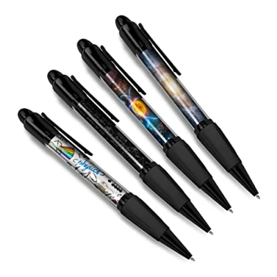 Image of DV DESIGN Set of 4 Physics Black Ballpoint Pens Science Teacher Student Space Universe Teenager Boys Girls Theme Gift #79323