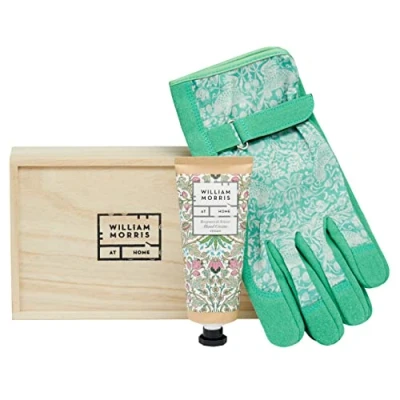 Image of William Morris at Home Adjustable &amp; Lightweight Gardening Gloves Set and Shea Butter Hand Cream Gift Gifts for Women Care Vegan Accessories 100 ML