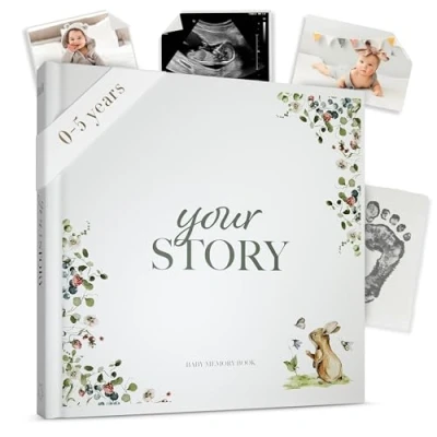 Image of Baby Record Books From Birth Memory Book Scrapbook &amp; Journal Photo Album Gift for Newborn Boy Girl New Keepsake