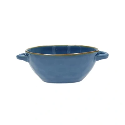 Image of THUN Rose &amp; TULIPANI Soup Bowl with Handles Concerto Blue Avio