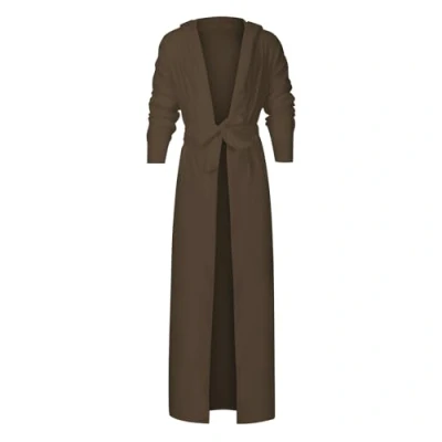 Image of BUKKNYE Long Dressing Gown Mens Hooded Bath Robe Luxury Fleece Soft Warm Cosy Loose Nightwear Loungewear with Belt for Spa Hotel Holiday Gym Shower(Brown,5XL)