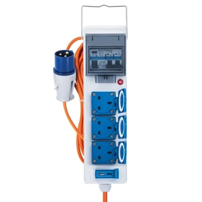 Image of Status 5 in 1 15M Main Unit, 3 Sockets, USB A &amp; C Ports, 25A RCD, 16A Circuit Breaker, IP44 Weatherproof Ideal for Camping, Caravans, Motorhomes Construction Sites (15M16APSU1PK3)