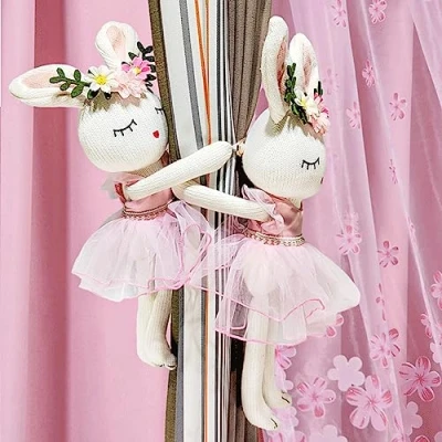 Image of 2Pcs Curtain Tie Back Cartoon Animal Buckle Strap Long Tail Monkey Raccoon Holdbacks Children Room Decoration Accessories Holdback Straps (E),M