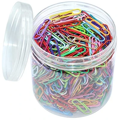 Image of OKVGO 500pcs Coloured Paper Clips with Plastic Box of Clamps for Office Stationery 33mm 20 Colors Multicoloured