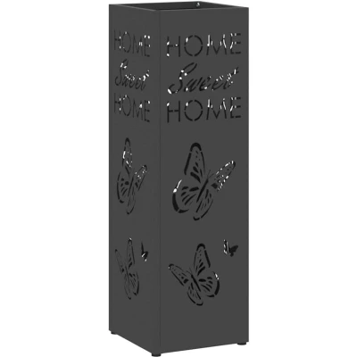 Image of vidaXL Umbrella Stand Black Metal Standard Decorative Inlays