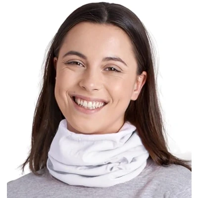 Image of Tough Headwear Winter Neck Gaiters For Men &amp; Women Fleece Gaiter Snood Warmer Snoods Mens and Womens Ski Scarf Reversible White