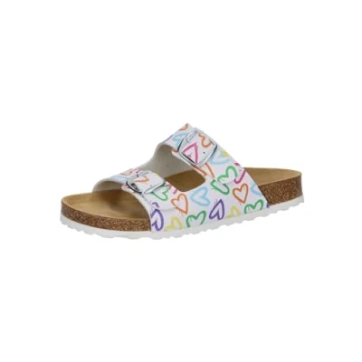 Image of Lico Women&#039;s Bioline Heart Mules, White, 5 UK