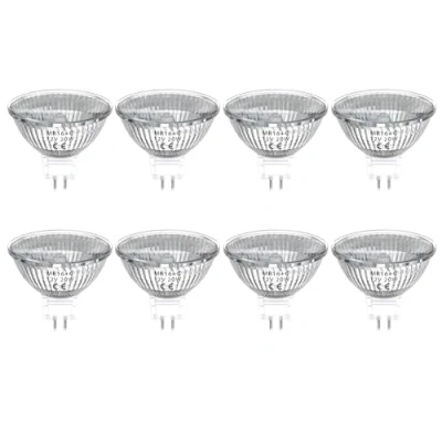 Image of Bonlux MR16 GU5.3 Halogen Light Bulbs 20W Dimmable 12V Bi Pin Base Bulbs, Spotlight 30 Degree Beam Angle Warm White 2800K, 8 Pack
