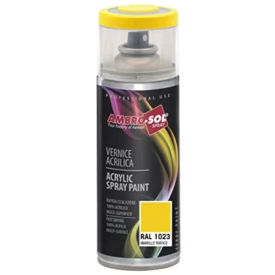 Image of Ambro Sol V4001023 Multipurpose Acrylic Enamel Spray Paint, Traffic Yellow, 400 ml