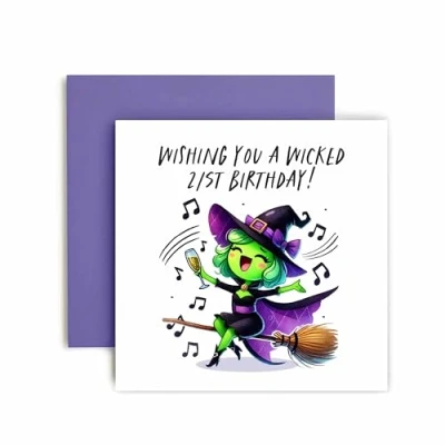 Image of Huxters 21st Birthday Card for Girl Daughter Niece Sister Wicked WIzard of Oz Fun her Witch 14.8cm (21st)