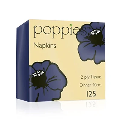 Image of Poppies Navy Blue Napkins 40cm 2ply Pack of 125 Disposable Napkins, Party Paper Dinner