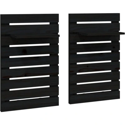 Image of vidaXL Wall mounted Bedside Shelves 2 pcs Black Solid Wood Pine