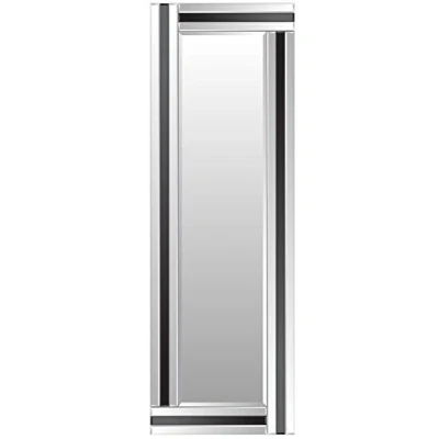Image of Mirror Eva Full Length Black Glass Framed Bevelled Wall (16x48), 120 x 40