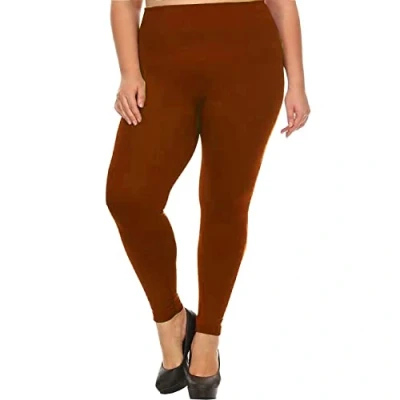 Image of Want Clothing Ladies Plus Size Stretch FIT HIGH Waist Warm Winter Fleece Lined Leggings Black Charcoal Mocha Khaki Navy Wine Rust 2XL 5XL (Rust 4XL 5XL)