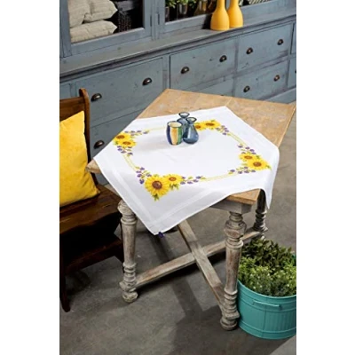 Image of Vervaco Embroidery: Tablecloth: Sunflowers, 100% Cotton, Multi Colour, 40 x 2 20 cm