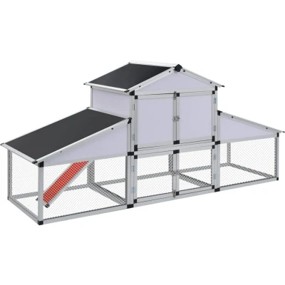 Image of vidaXL Chicken Coop with Runs and Nest Box Aluminium