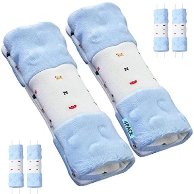 Image of 4 Packs Harness Pads Baby Car Seat Strap Covers, Universal Belts Shoulder Covers for Newborns Seats, Pushchair, Stroller 15 x 5cm