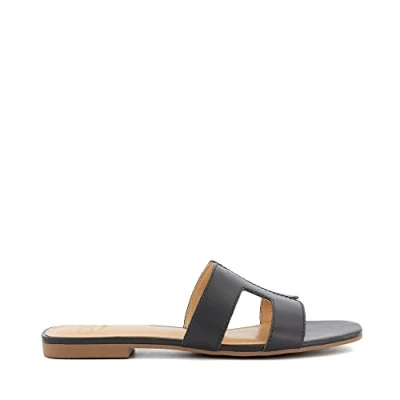 Image of Dune Ladies LOOPEY Stitch Detail Slider Sandals Size UK 3 Flat Heel Black