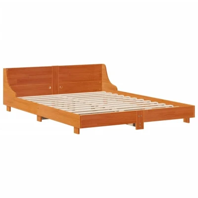 Image of vidaXL Bed Frame without Mattress Wax Brown 120x200 cm Solid Wood Pine
