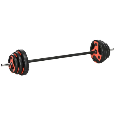 Image of SPORTNOW 20kg Barbell Weights Set, Adjustable Weight Free Body Pump Bar and Weights, Lifting Strength Training Equipment for Home Gym Exercise