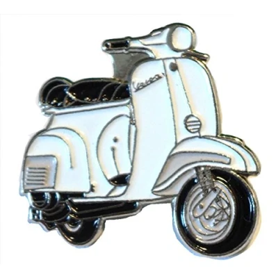 Image of Metal Enamel Pin Badge Brooch Scooter Vespa in White