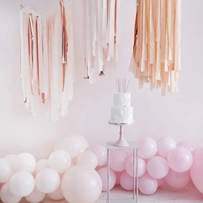Image of Ginger Ray Blush and Rose Gold Foil Paper Streamer Party Backdrop Ceiling Decoration
