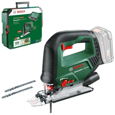 Image of Bosch Cordless Jigsaw AdvancedSaw 18V 140 (Pendulum Function; Brushless Motor; Cutting Depth in Wood/Steel/Alu:140 mm/10mm/20mm; 3X Blades; Without Battery and Charger; Systembox) Amazon Edition