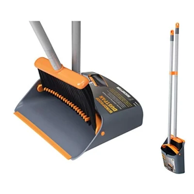 Image of Jekayla Long Handled Dustpan and Brush, Broom Set, Household Dust pan Combo with 54 Inch Handle for Indoor Outdoor Cleaning Sweeping (Orange)