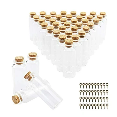 Image of BiBiFly 40pcs 20ml Mini Glass Jars Bottles with Cork Stoppers, Clear Wish Bottles/Mini Vials Cork/Message Bottle for Wedding Party Favors, DIY Arts Crafts Decoration etc