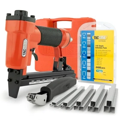 Image of Tacwise 1287 A14014V Upholstery Air Stapler Bundle with 4,400 x 6 14mm Staples &amp; Staple Remover, Uses Type 140 / 4 14 mm Staples,Black