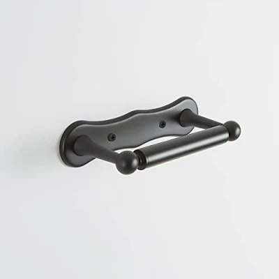 Image of Milano Elizabeth Traditional Wall Hung Bathroom Toilet Roll Holder Black