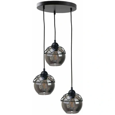 Image of Mera Cluster Pendant Ceiling Light Black, 30cm, 3x E27