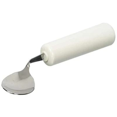 Image of HOMECRAFT Queens Cutlery, Right Handed Spoon, Angled (Eligible for VAT relief in the UK) Stainless Steel Adaptive Dining Utensil Elderly, Disabled, Handicapped, Large Built Up Handle Good Grip