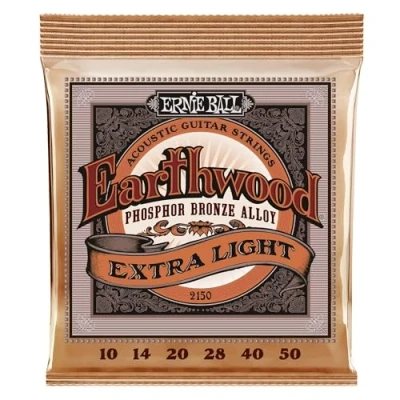 Image of Ernie Ball Earthwood Extra Light Phosphor Bronze Acoustic Guitar Strings 10 50 Gauge