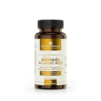 Image of R Lipoic Acid, 200 mg/Capsule (Active Form of Alpha Acid) Vegan Capsules