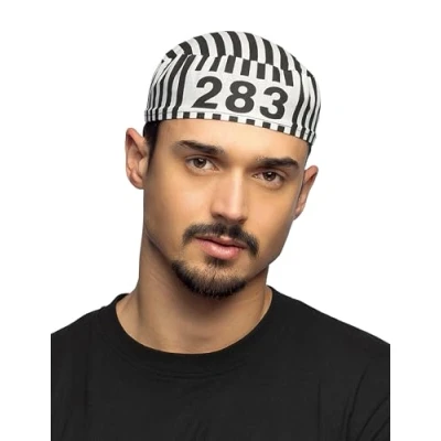 Image of Boland 93900 Catcher Cap Black and White Party Hat with Number 283 Print, Perfect for Costumes, Hen Parties, Theme Events