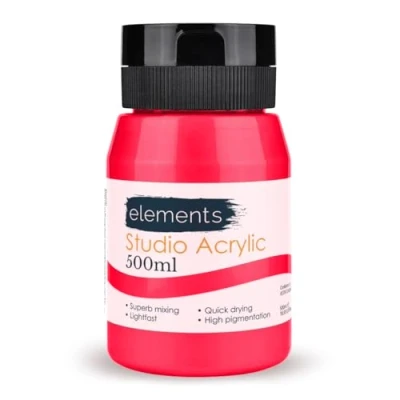 Image of Elements 500ml Acrylic Paint 500 ml Tub Quick Drying Paints with High Pigment and Vibrant Colour Neon Pink