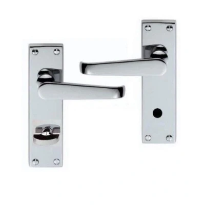 Image of Victorian Straight Polished Chrome Bathroom Door Handles Golden Grace
