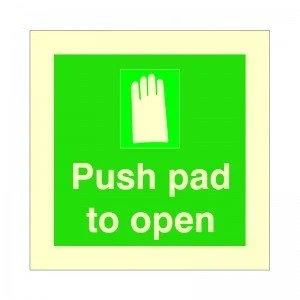 Image of 2 x Glow In The Dark Push Pad To Open Signs 100mm Self Adhesive