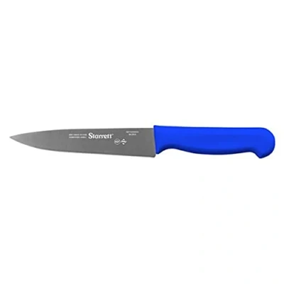 Image of Starrett Professional Stainless Steel Chefs Kitchen Knives Narrow Triangular Profile 6 inch (150mm) Blue Handle