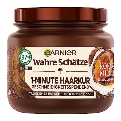 Image of True Treasures Nourishing 1 Minute Hair Treatment for Dry to Very Hair, with Coconut Milk and Macadamia Oil New Shine Suppleness, Vegan Formula, x 340 ml