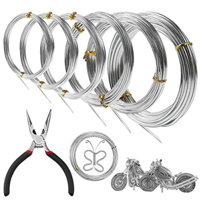 Image of 6 Rolls Silver Aluminum Craft Wire 0.8mm 1.0mm 1.2mm 10m/roll,1.5mm 2.0mm 3.0mm 5m/roll for Jewellery Modelling Making, DIY Sculpture and Crafts