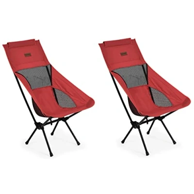 Image of Rainberg Ultra Lightweight High Back Camping Chair, Folding Chairs for Adults, Foldable Garden Outdoor Picnic BBQ Chairs. (Pack of 2, Red)