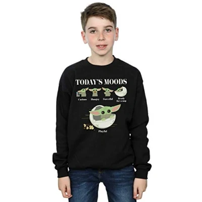 Image of Star Wars Boys The Mandalorian Mandalore Helmet Reflection Sweatshirt Black 12 13 Years
