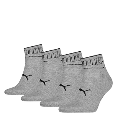 Image of Puma 4 Pairs Quarter Socks Grey 2.5 5 (35 38)