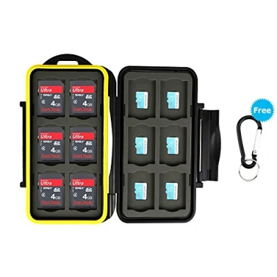 Image of JJC Memory Card Case Water resistance Carrying Holder 24 Slots Storage 12 PCS Micro SD/TF Cards and 12PCS SD/SDHC/SDXC Protector Box with Carabiner