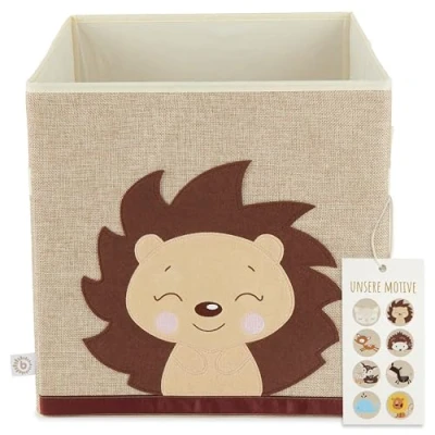 Image of Bieco Children&#039;s Storage Box Hedgehog Piksi Motif Approx. 36 L Foldable 33x33x33 Toy Large Toys Organiser Kids Nursery Boxes for Boys